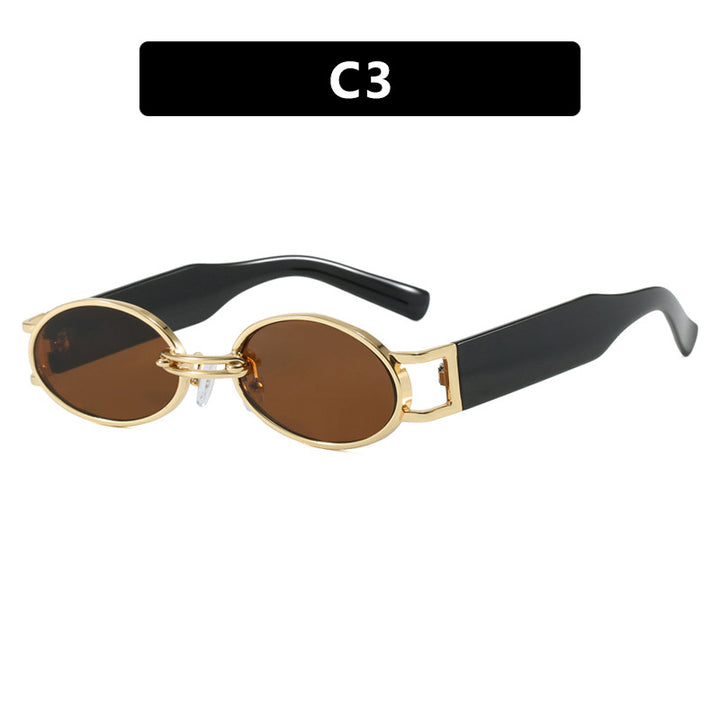 Women's oval sunglasses with golden accents and stylish frame Skanto