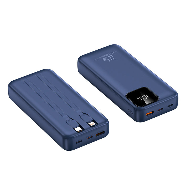 Powerbank med integrerte ladekabler og digitalt ladeindikator Skanto