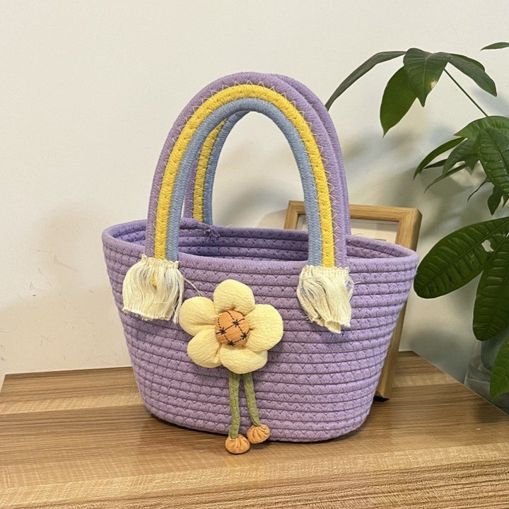 Dame håndlaget kurvveske med fargematchende grepaksenter Skanto