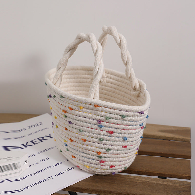 Decorative Cotton Basket Bag Skanto