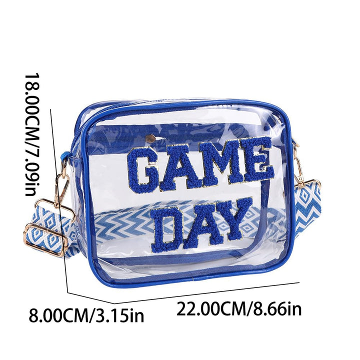 Gjennomsiktig skulderveske med moderne Game Day trykk Skanto