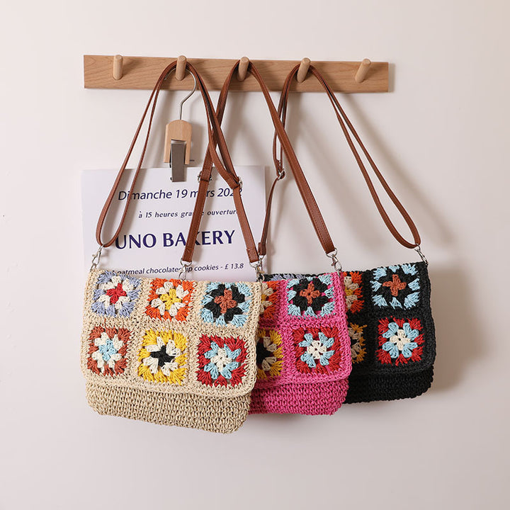 Modern shoulder bag with colorful crochet pattern Skanto