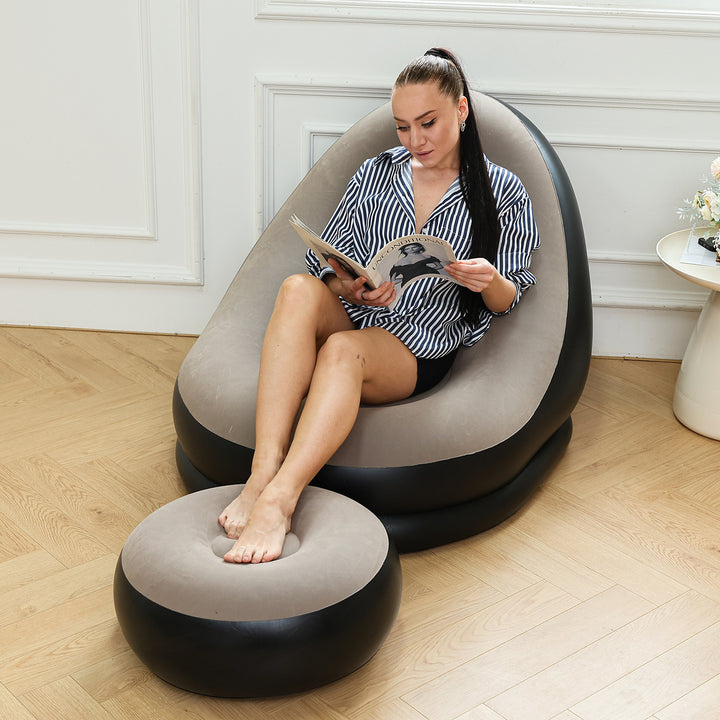 Kvinne oppblåsbar komfortsofa med ergonomisk ryggstøtte Skanto