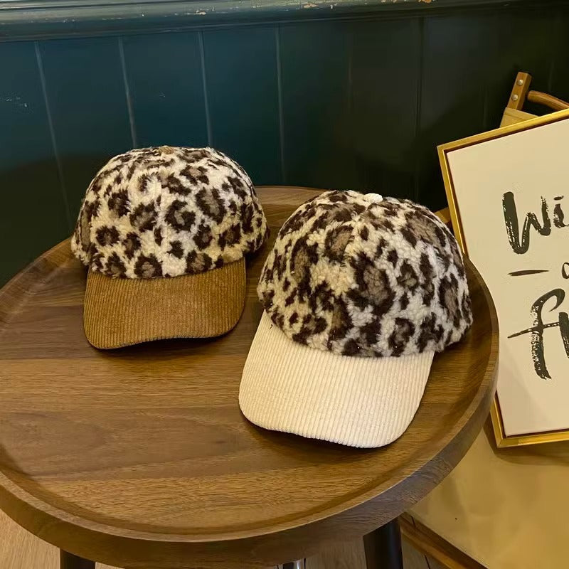 Kvinnens Leopardmønstret Fleece Baseball Caps Skanto