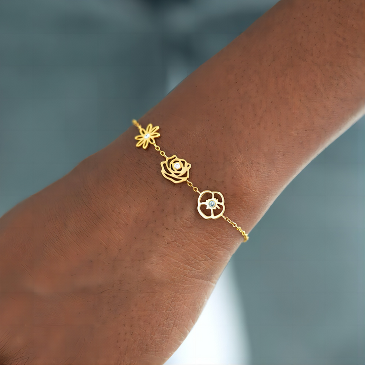 Skanto | Delikat Fødselsblomst & Fødselsstein Armbånd
