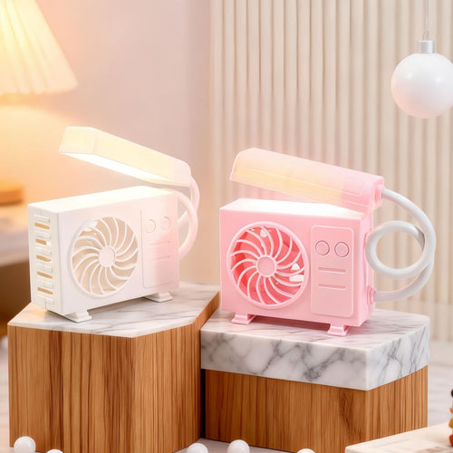 Dame multifunksjonell bordlampe med integrert vifte og USB-ladeporter Skanto