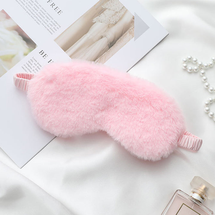 Dame nan fluffy ergonomisk øyemaske med justerbart satinsbånd og mykt kunstpelsdeksel Skanto