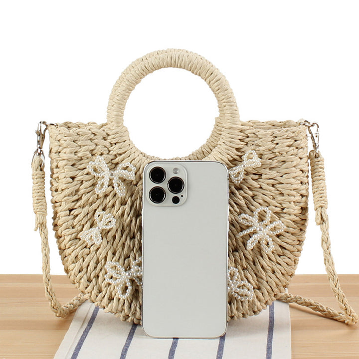 Straw Bag with Floral Design Skanto