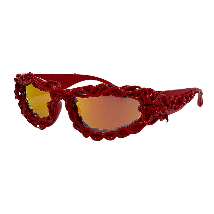 Damer ekstravagante design-solbrille med kreativ strukturert ramme Skanto