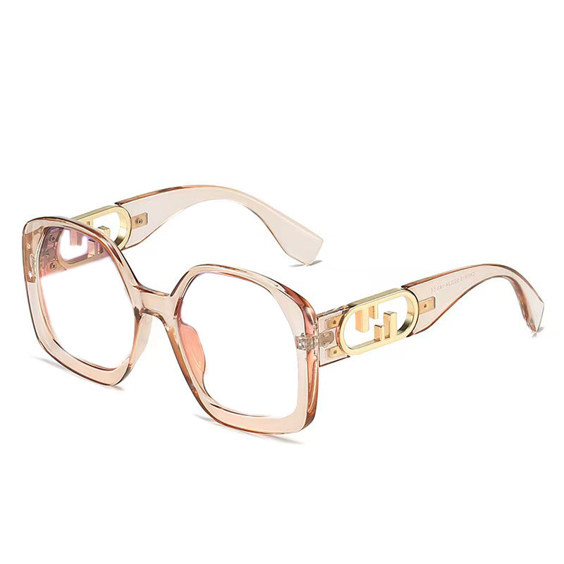 Dame oversized solbriller med ekstravagant geometrisk ramme og elegante detaljer Skanto