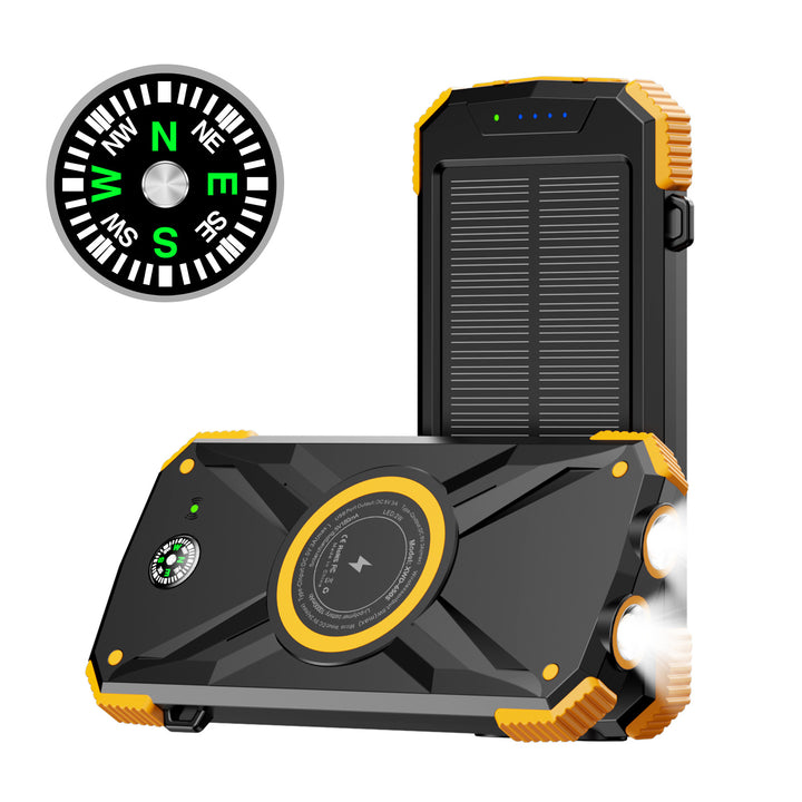 Solcelledet Powerbank med Innebygd Kompass og LED-Lys Skanto