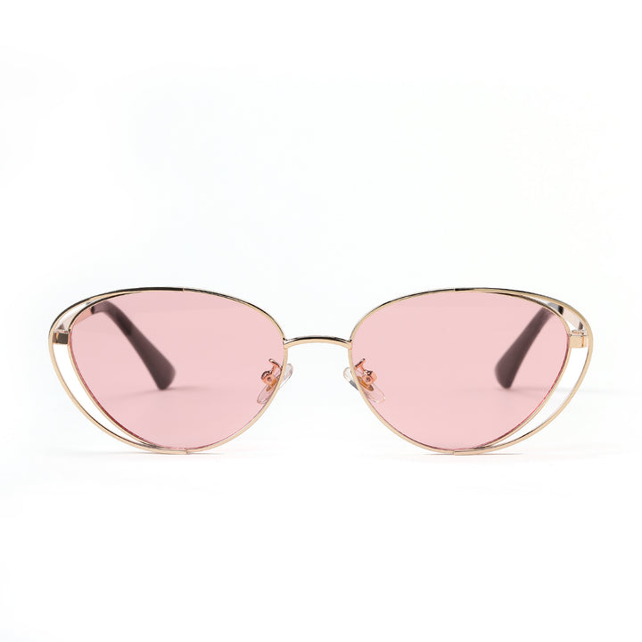 Dame geometrisk solbrille med rødt glass og elegant metallramme Skanto