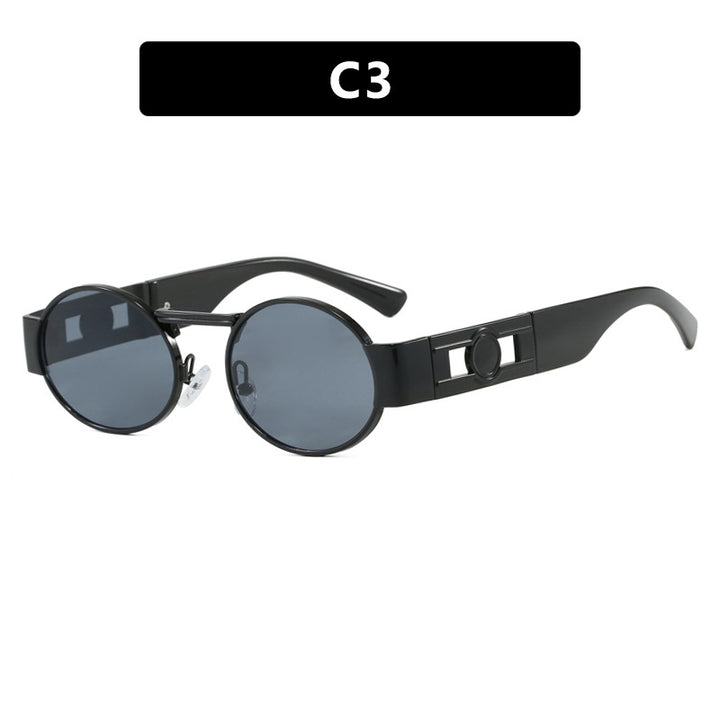 Women's round sunglasses with modern metal frame and UV protection Skanto