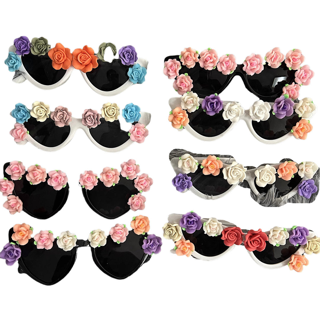 Dame Cat-Eye solbriller med blomsterdekor Skanto