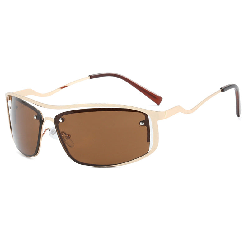 Women's futuristic sunglasses with elegant metal frame and high transparent lenses Skanto