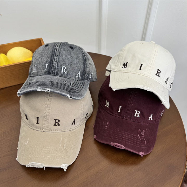 Kvinnes Slitt Denim Baseball Caps Skanto