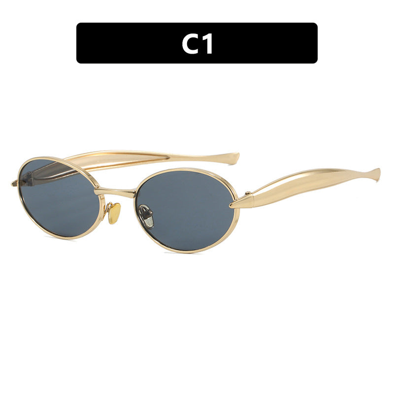 Women's Fashionable Oval Frame Sunglasses with Glittering Details Skanto