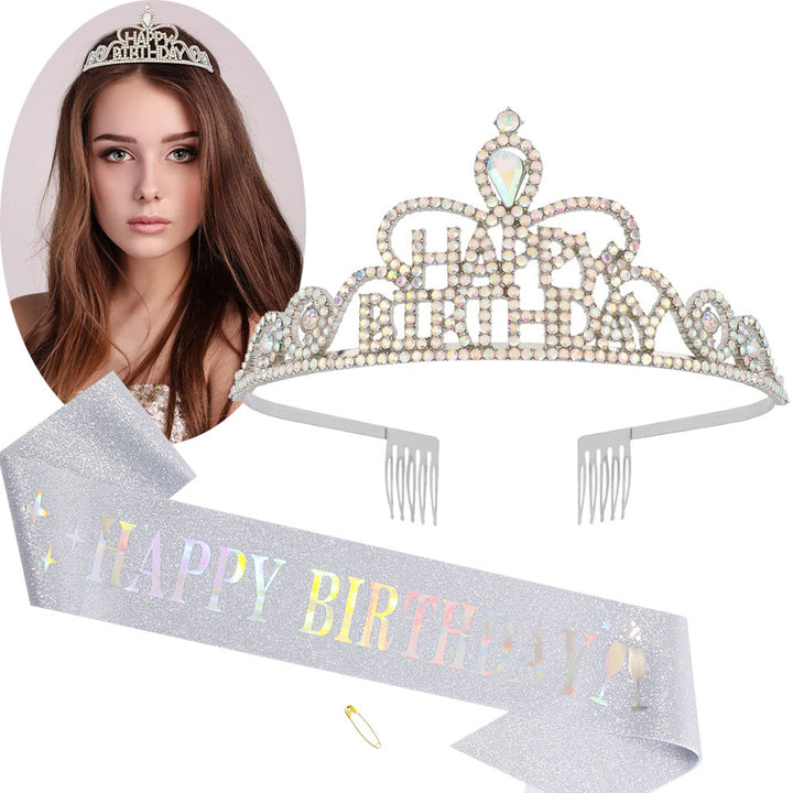 Dame Funkenkrone med "Happy Birthday" skrift Skanto