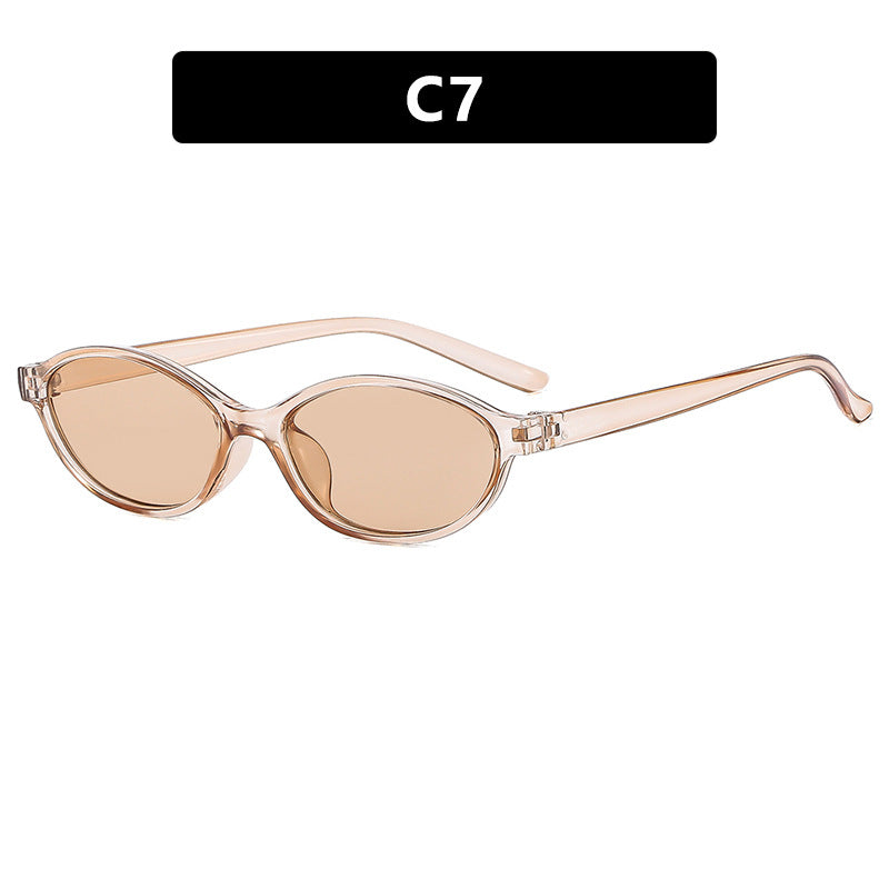 Women's oval sunglasses with transparent frame and UV protection Skanto