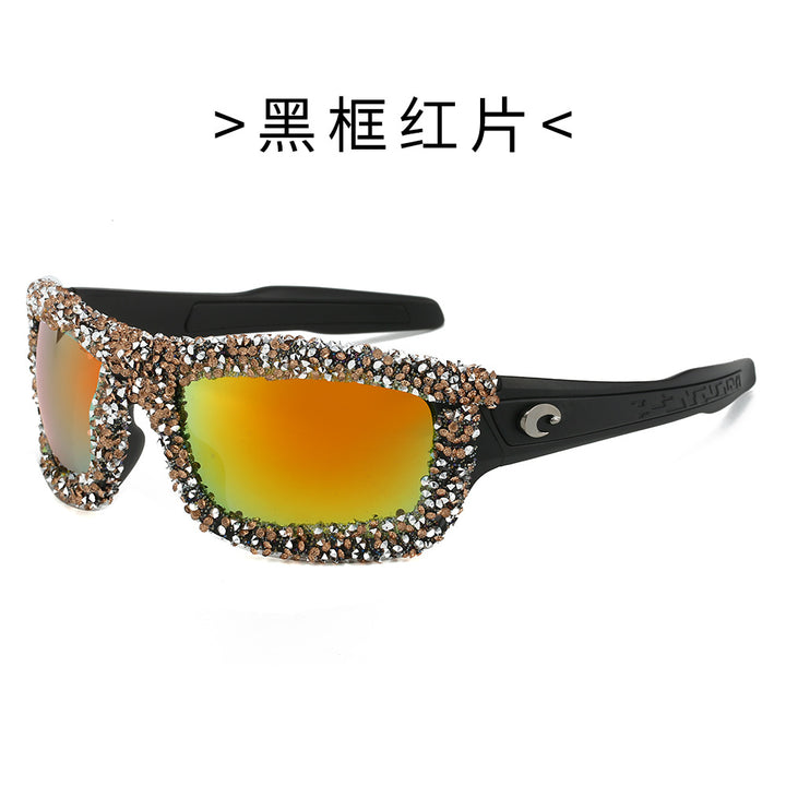 Damer Sportslig Solbrille med glitrende Strassramme Skanto