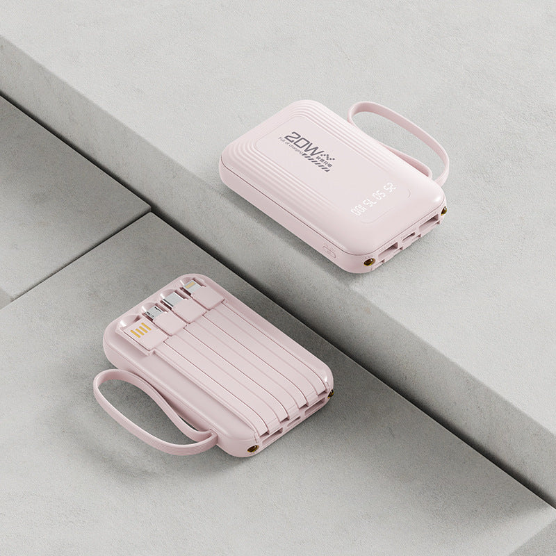 Bærbar Powerbank med integrert kabelsystem og LED-skjerm Skanto