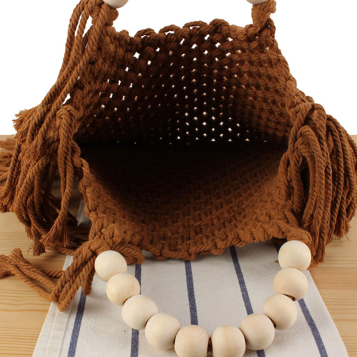 Hand-knotted Tote Bag with Decorative Fringes Skanto