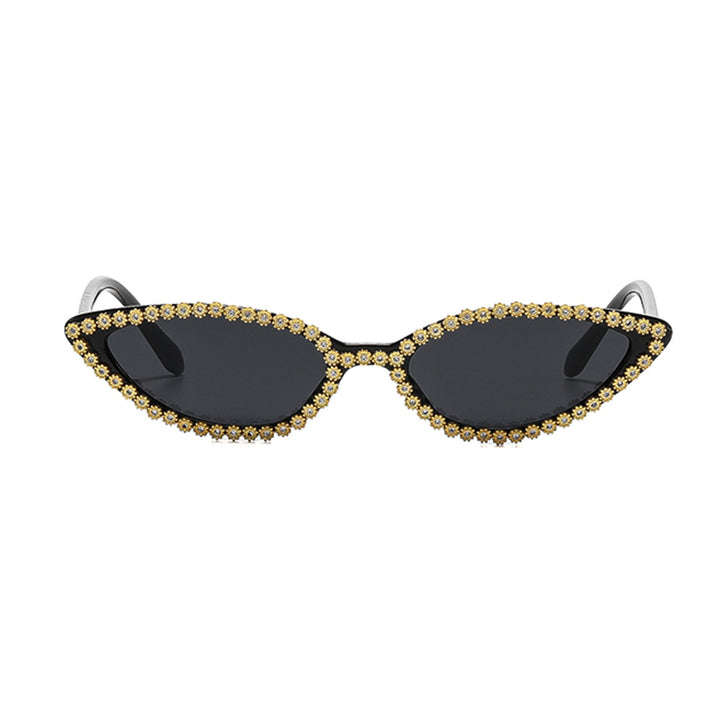Dame Cat-Eye solbriller med glitrende blomsterdekor Skanto
