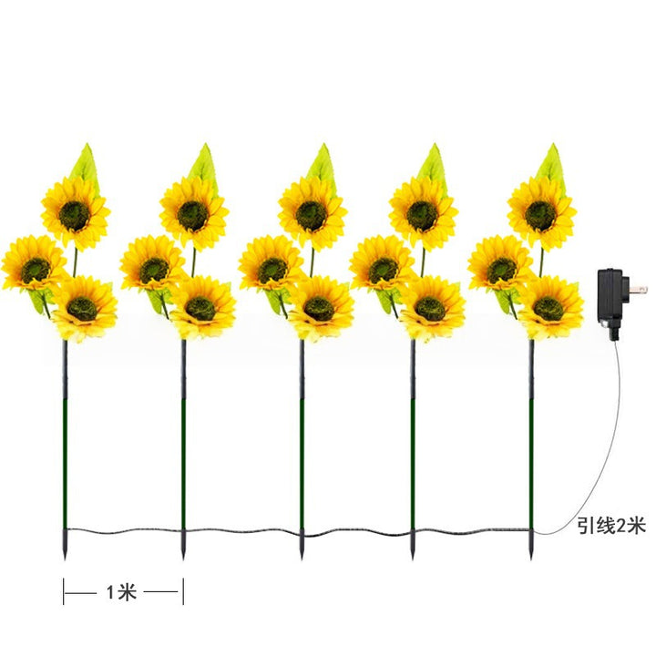 Solenergidrevne ute hage stake lys med realistiske solblomster og vanntett solkontroller Skanto