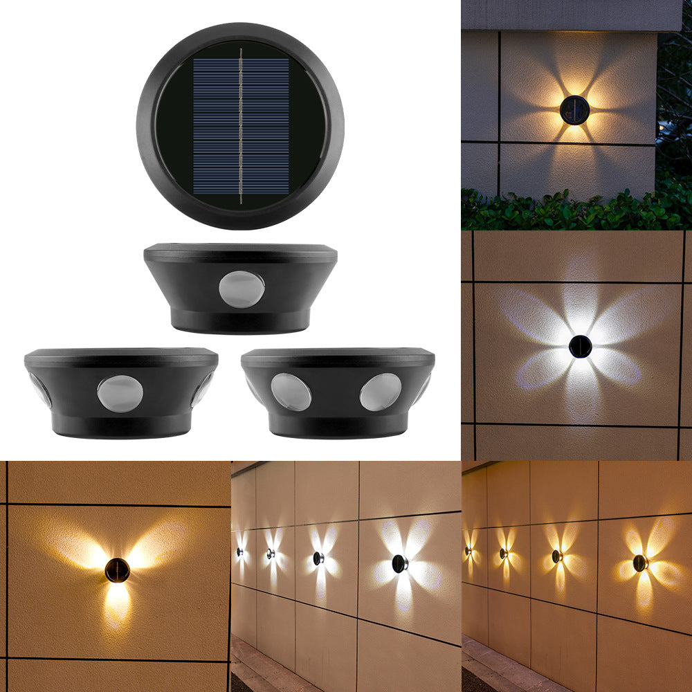 Rund Solvegglampe Med Kvadrant-Stråle LED Dekorativ Utendørs Vegglampe Og Værbestandig Hus Skanto