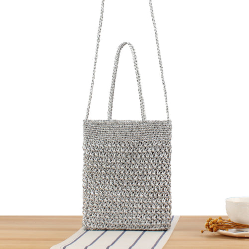 Shoulder Bags in Hand-Knotted Natural Material with Fine Texture Skanto