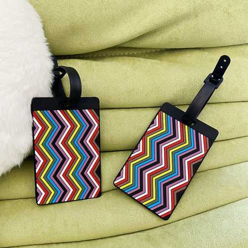 Vibrant Chevron Pattern Bagasje Tag Skanto
