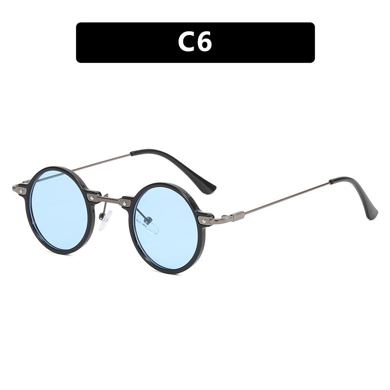 Damen moteriktig rund solbrille med stilig metallramme og polarisert glass Skanto