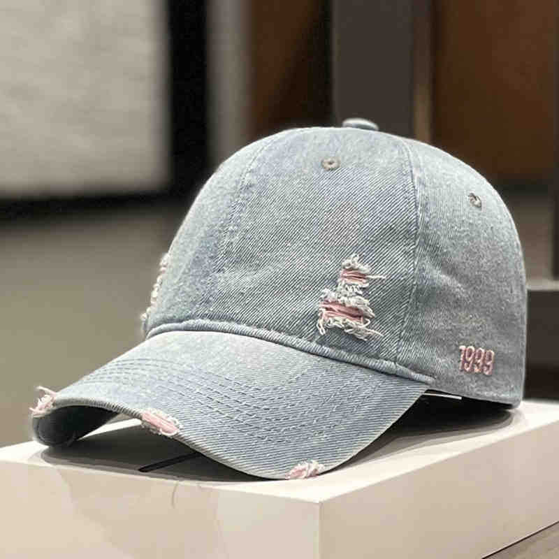 Unisex Slittet Denim Baseball Caps Skanto