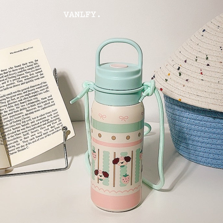 Damen Isoliertrinkflasche mit durchgehendem Tierdesign und Trageriemen Skanto