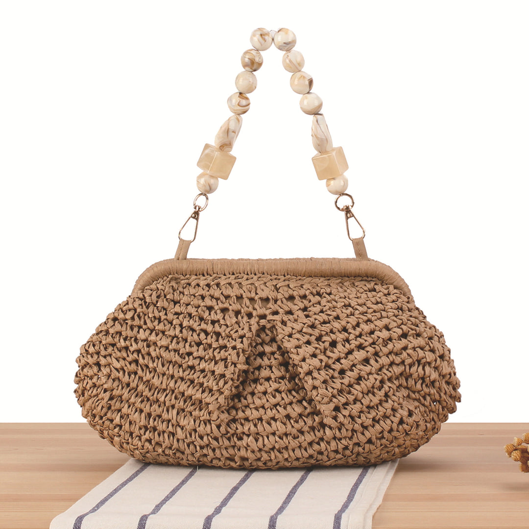Basket bag with elegant wooden details Skanto