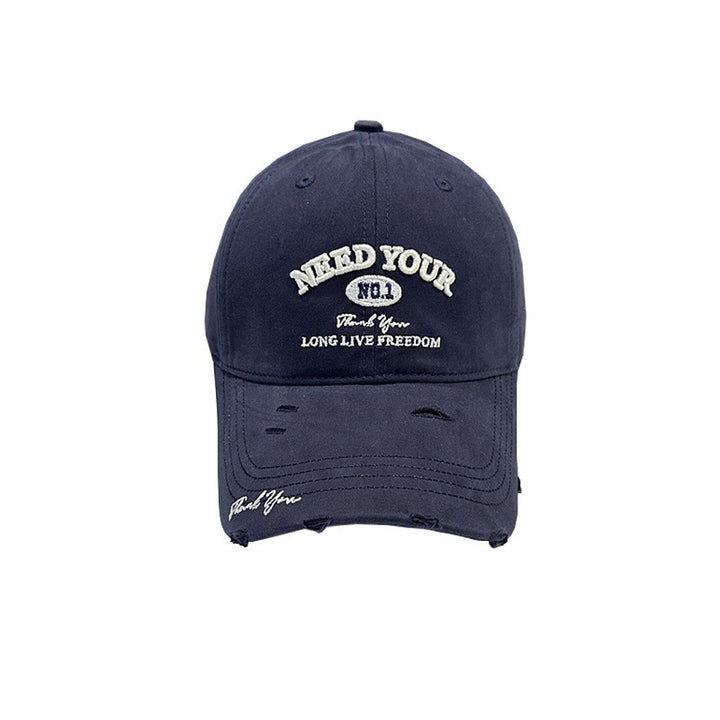 Herre Distressed Cotton Brodert Baseball Cap Skanto