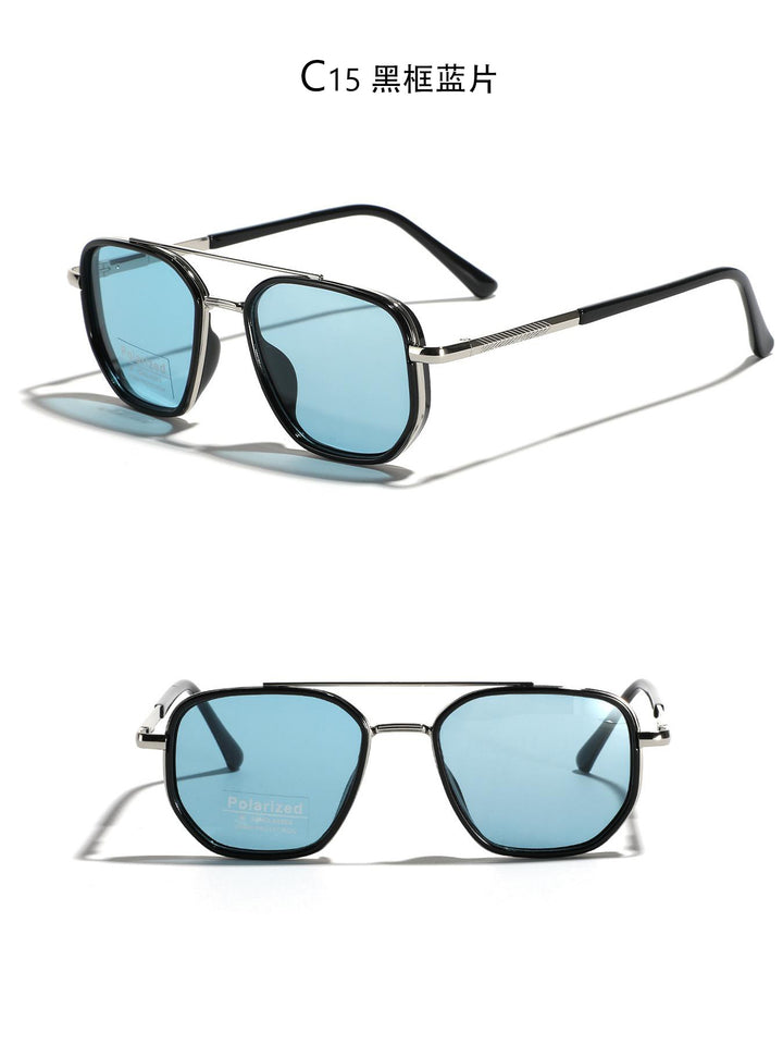 Dame kvadratisk solbrille med polarisert glass og elegant metallramme Skanto