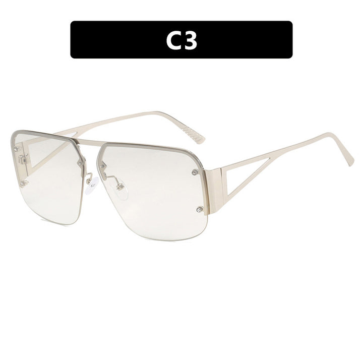 Dame futuristisk solbrille med firkantet ramme og speilende glass Skanto