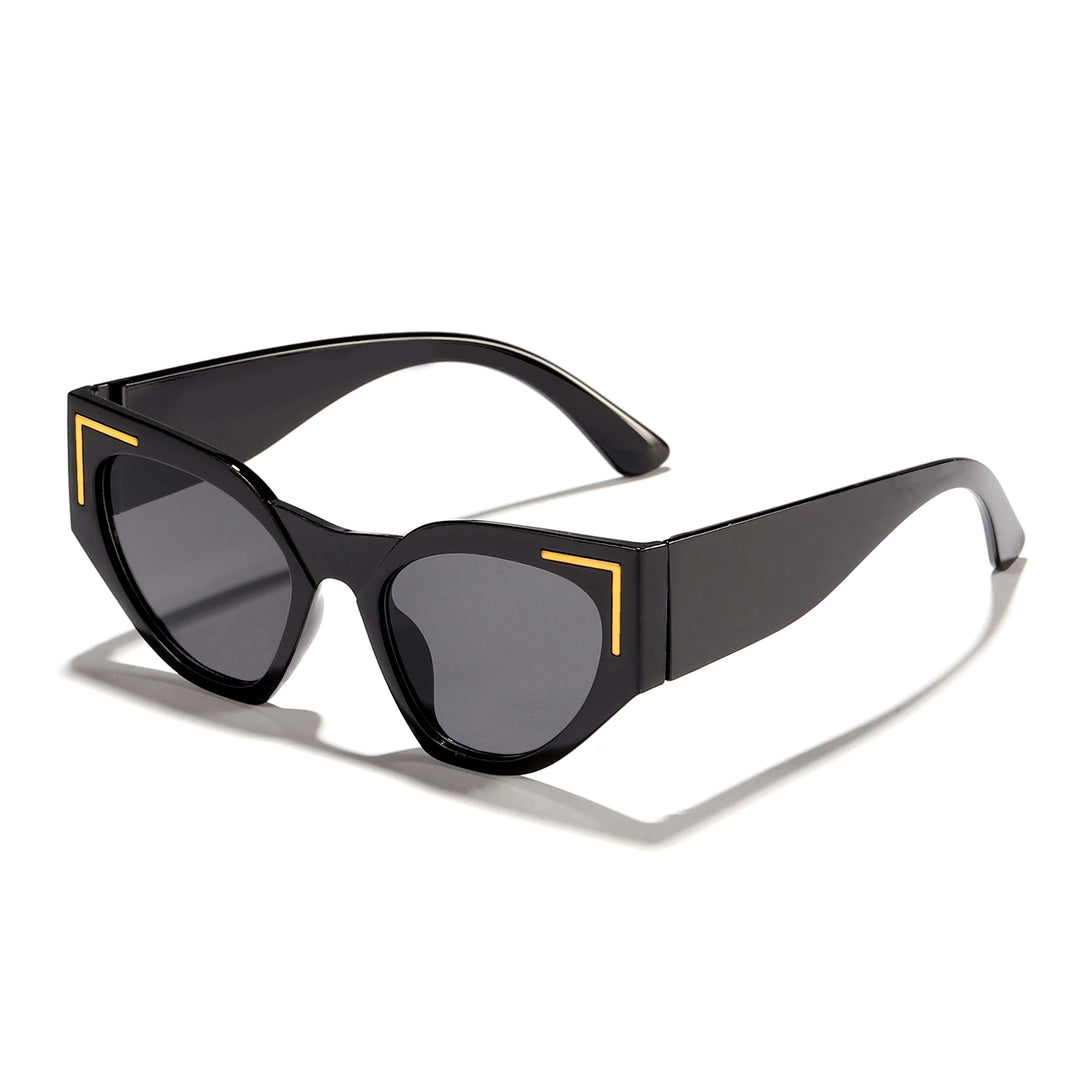 Dame kreativ Cat-Eye solbriller med transparent ramme og brune glass Skanto