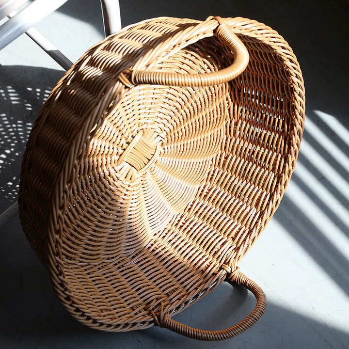 Stort Håndvevd Rattan Serveringskurv Skanto