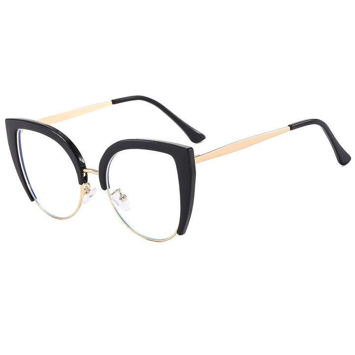 Damer Modische Cat-Eye Briller i plast med metallelementer Skanto