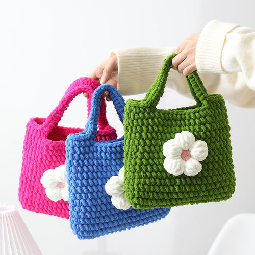 Handmade cotton bag with floral appliqué Skanto