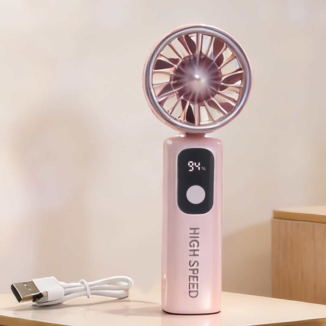 Bærbar håndvifte med LED-skjerm og USB-ladefunksjon Skanto