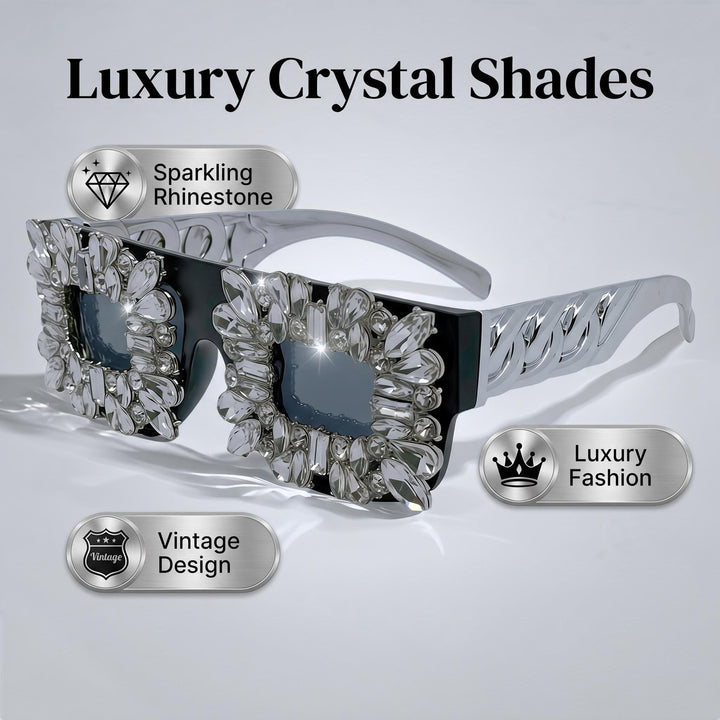 Dame solbrille i vintage design med glitrende krystallpynt Skanto