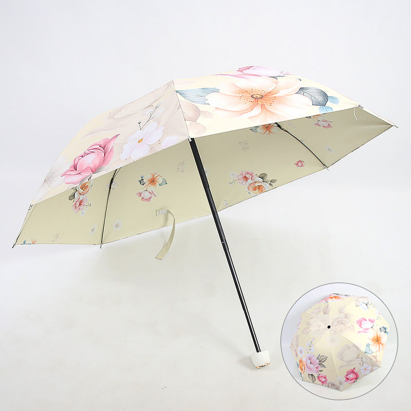 Dame Faltbar Paraply med Elegant Blomsterdesign Skanto