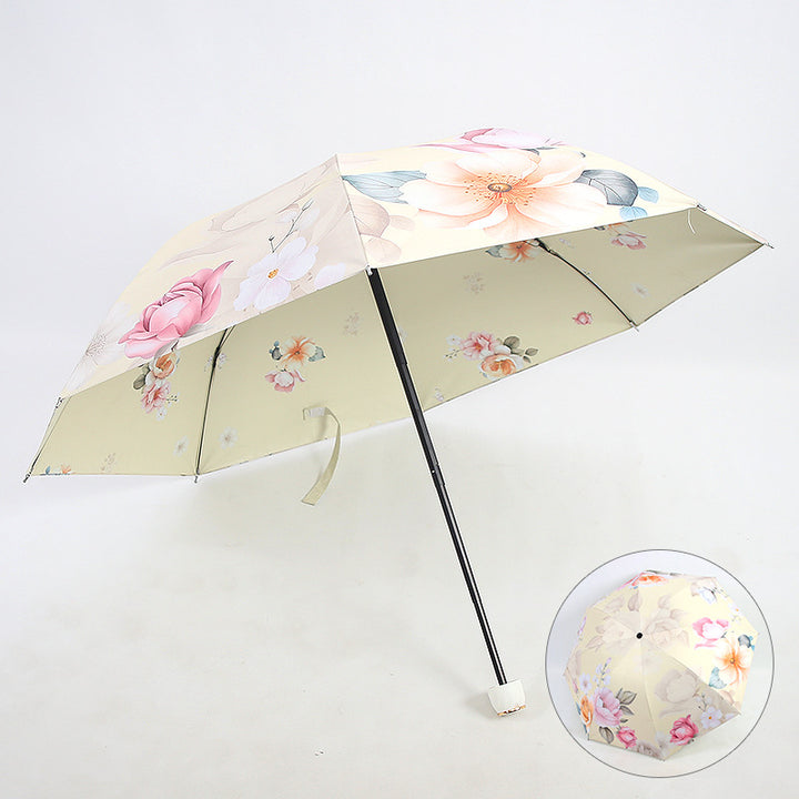 Dame Faltbar Paraply med Elegant Blomsterdesign Skanto