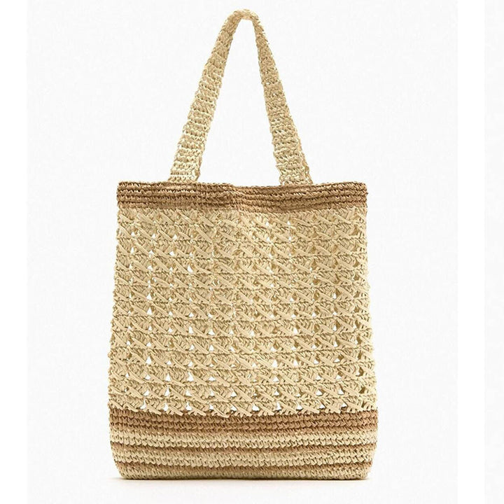 Handmade basket bag with modern stripe pattern Skanto