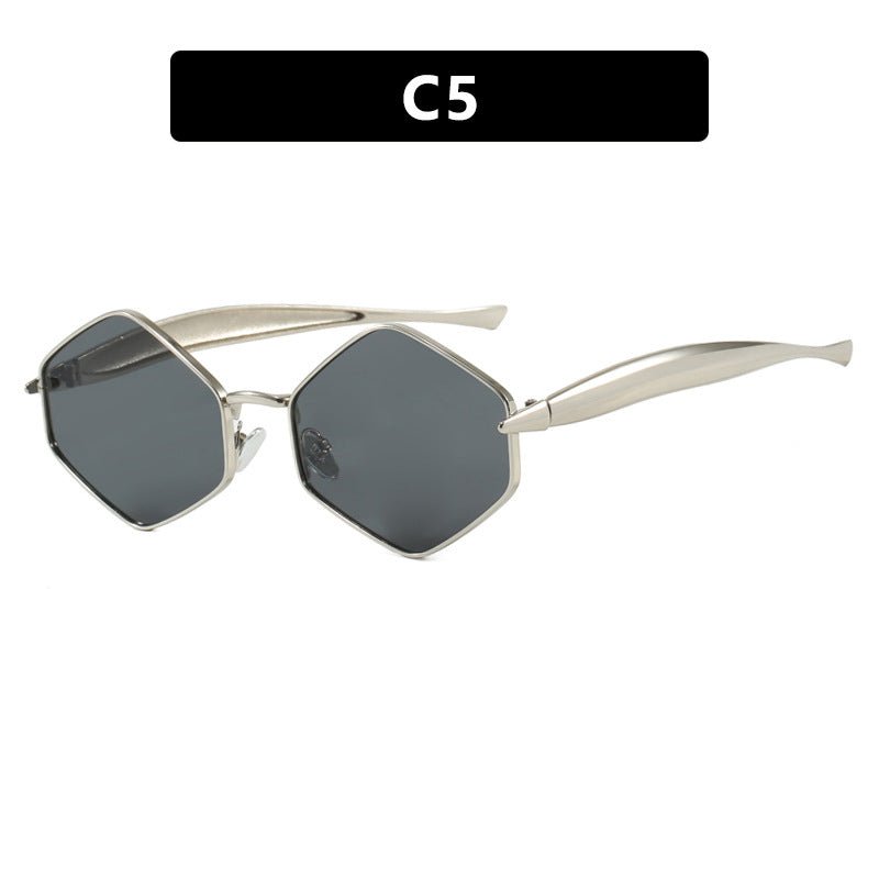 Women's hexagonal sunglasses with elegant metal frame and UV protection Skanto