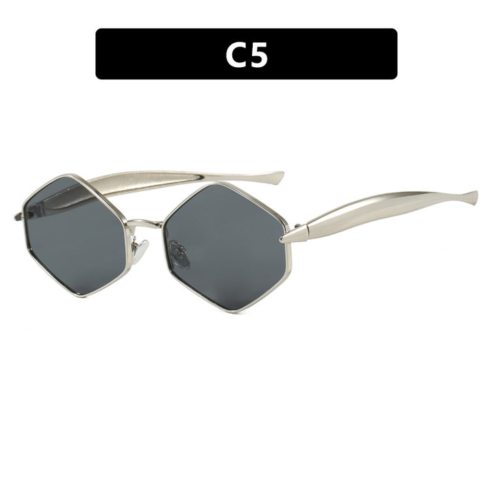 Women's hexagonal sunglasses with elegant metal frame and UV protection Skanto