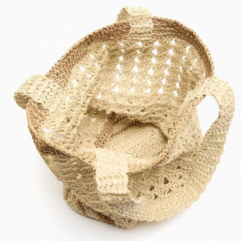 Handmade basket bag with modern stripe pattern Skanto